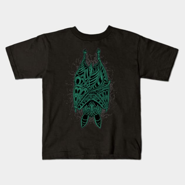 Bat Ornate Kids T-Shirt by polkamdesign